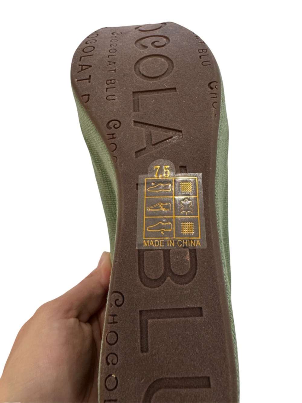 Chocolat Blu Olive Green Open-Toe Wedge Mule - Picture 6 of 7